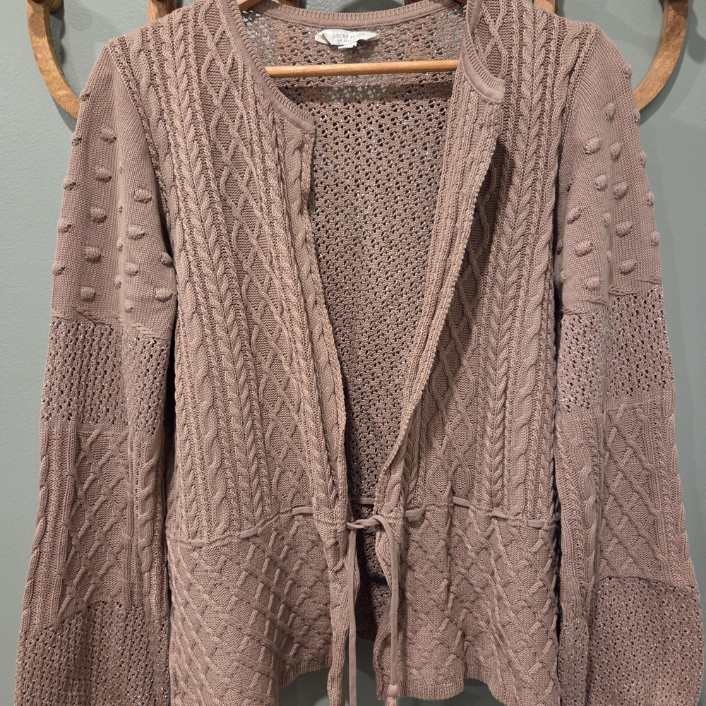 Lucky Brand Women's Mixed-Pattern Tie-Waist Cardigan